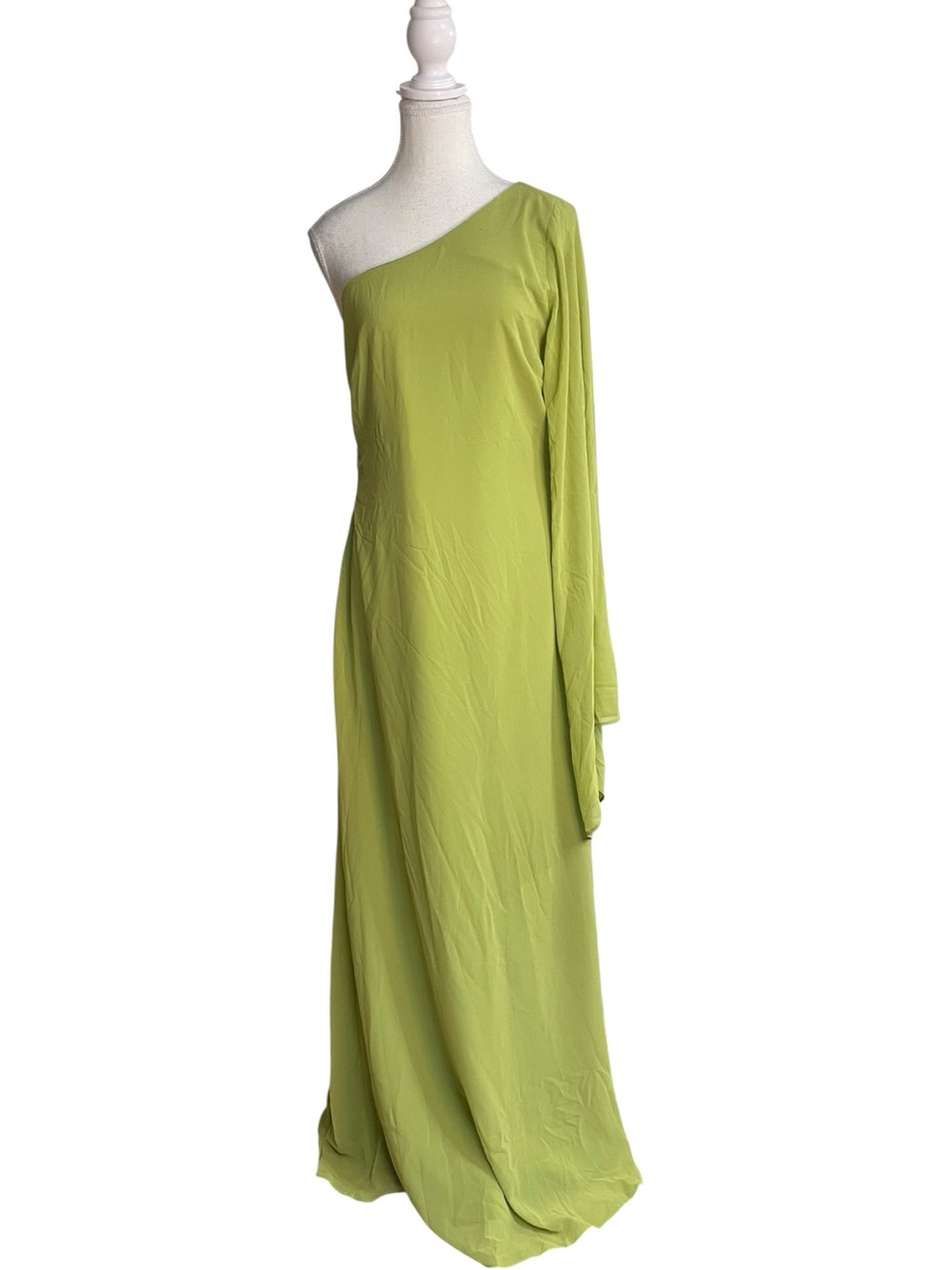 Lulus Elizabeth One-Shoulder Bell Sleeve Maxi Dress Lime Green